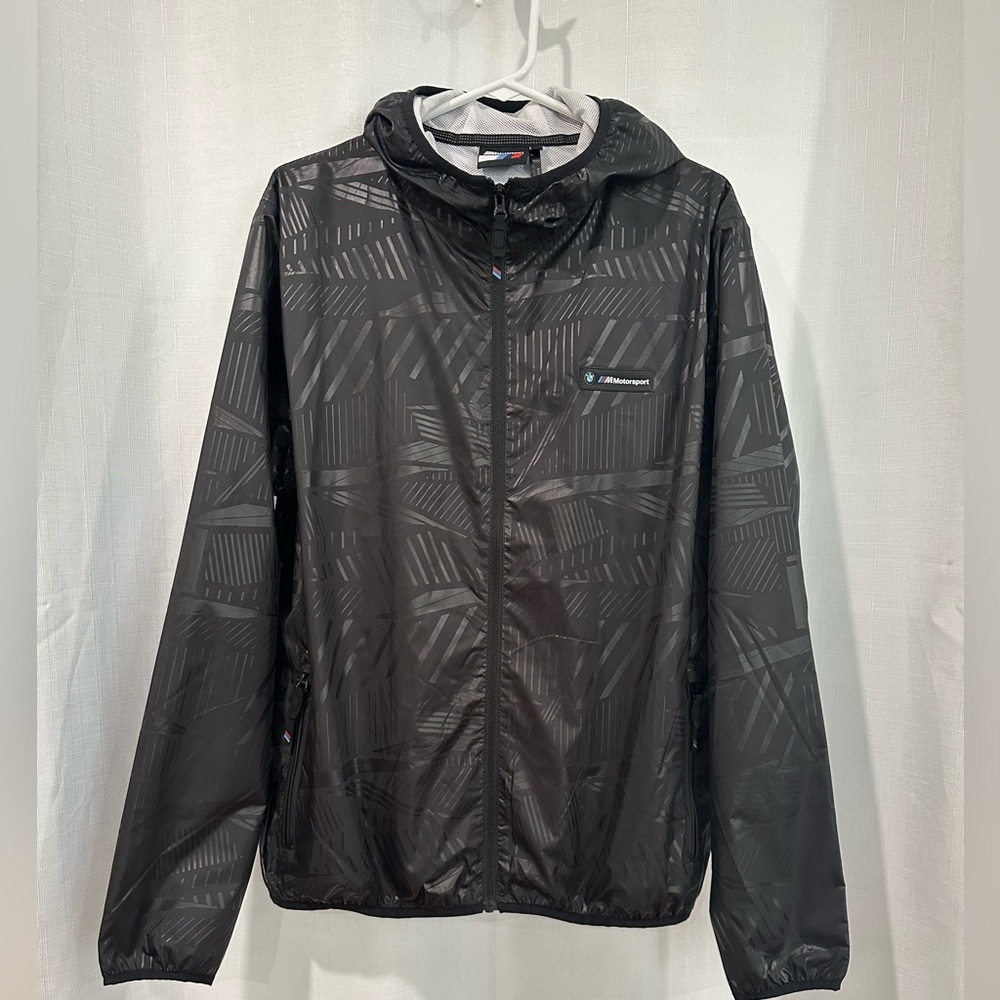 BMW Motorsport Hooded Windbreaker Jacket, Black, Size Medium